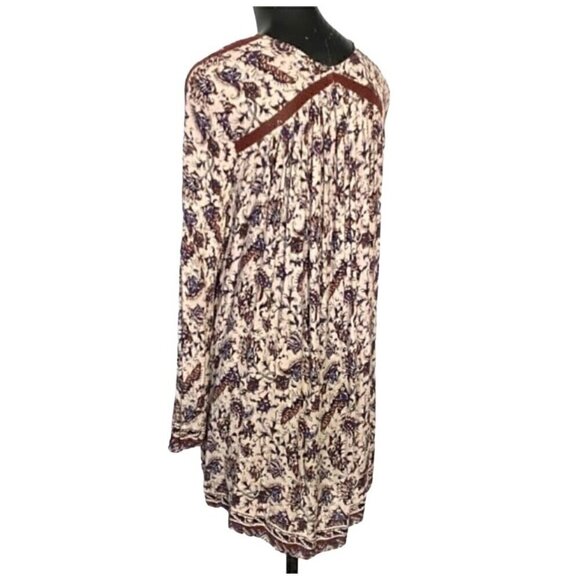 En Creme Burgundy Floral Boho Dress with pockets Size Medium - Picture 4 of 6